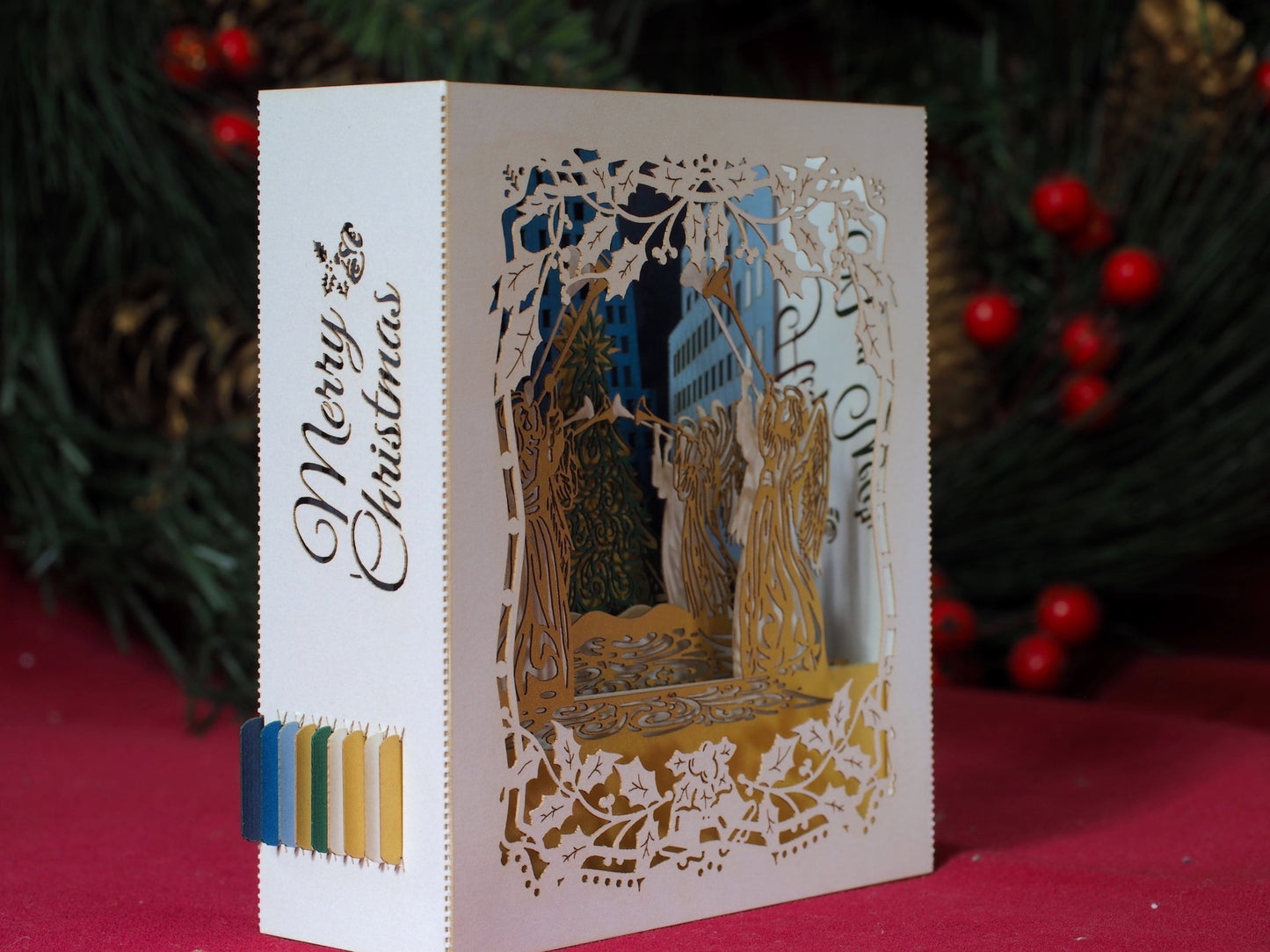 NYC Christmas Tree USA Christmas Happy New Year Merry Christmas Manhattan pop-up card - ColibriGift