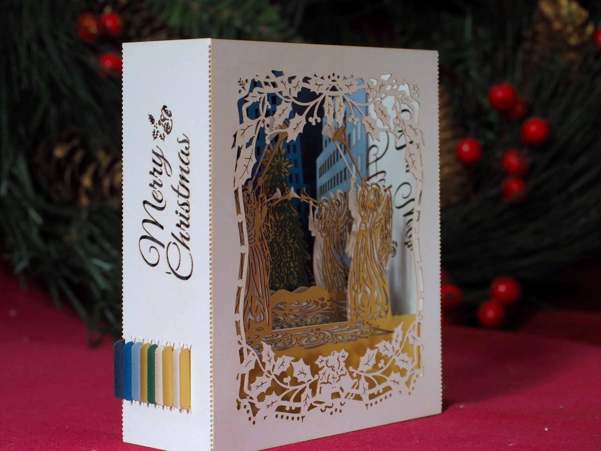NYC Christmas Tree USA Christmas Happy New Year Merry Christmas Manhattan pop-up card - ColibriGift