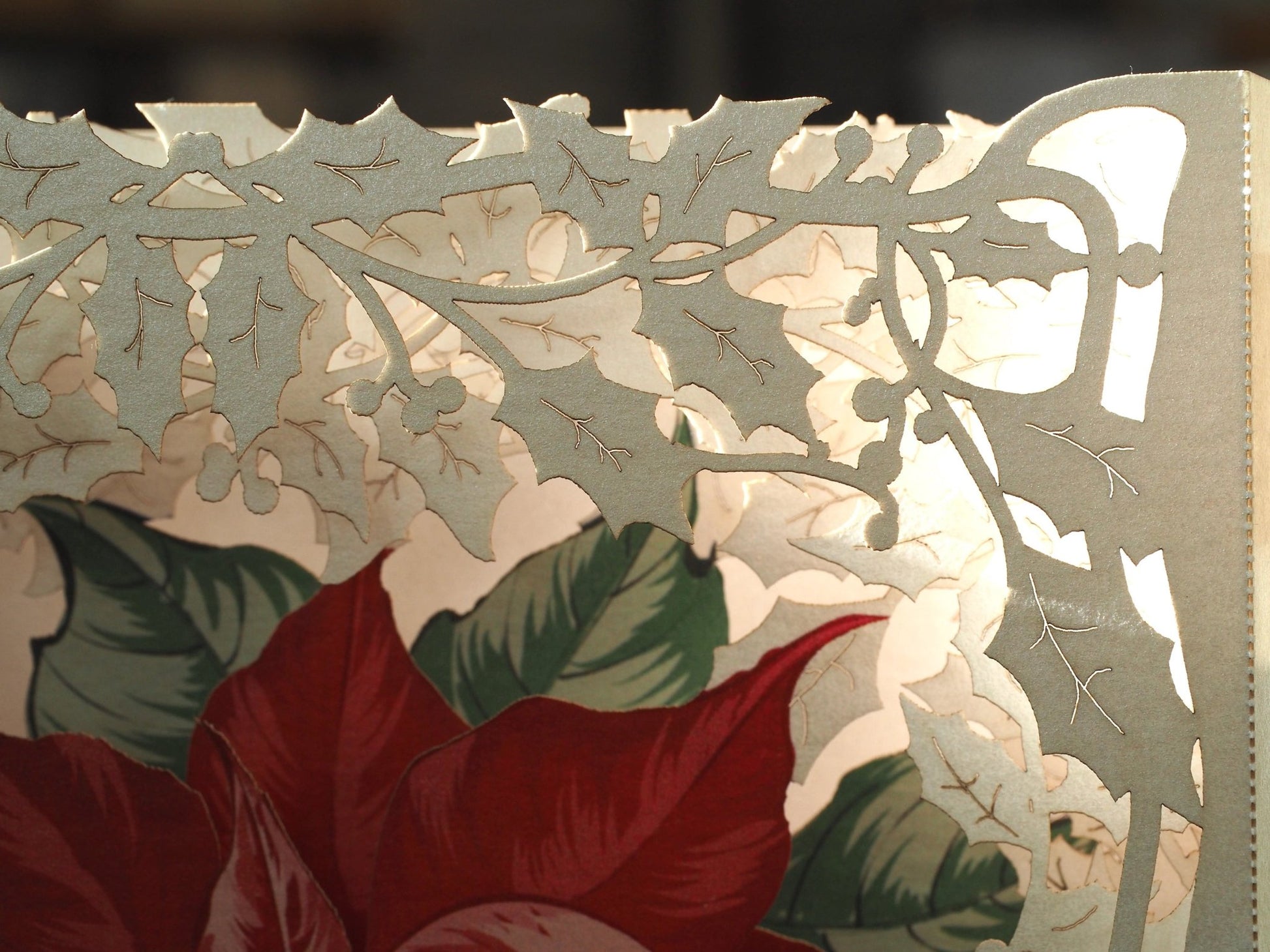 Poinsettia flower Christmas paper pop up model. Box 3d laser cut flower. Xmas decor. Popup kirigami gift. - ColibriGift