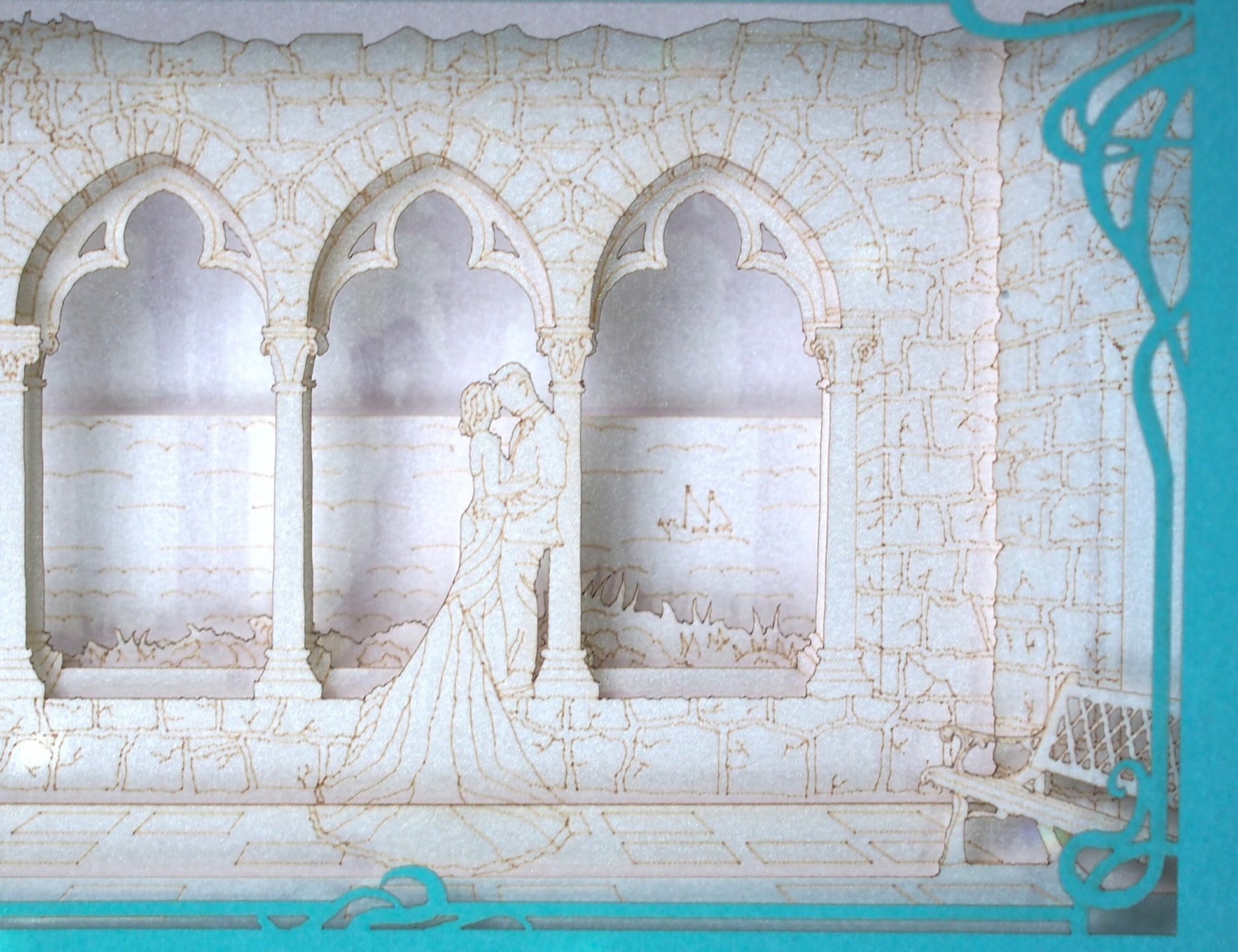 Pop up stationery. USA wedding invitations. Hammond Castle. Massachusetts. Paper box miniature. RSVP inserts. - ColibriGift