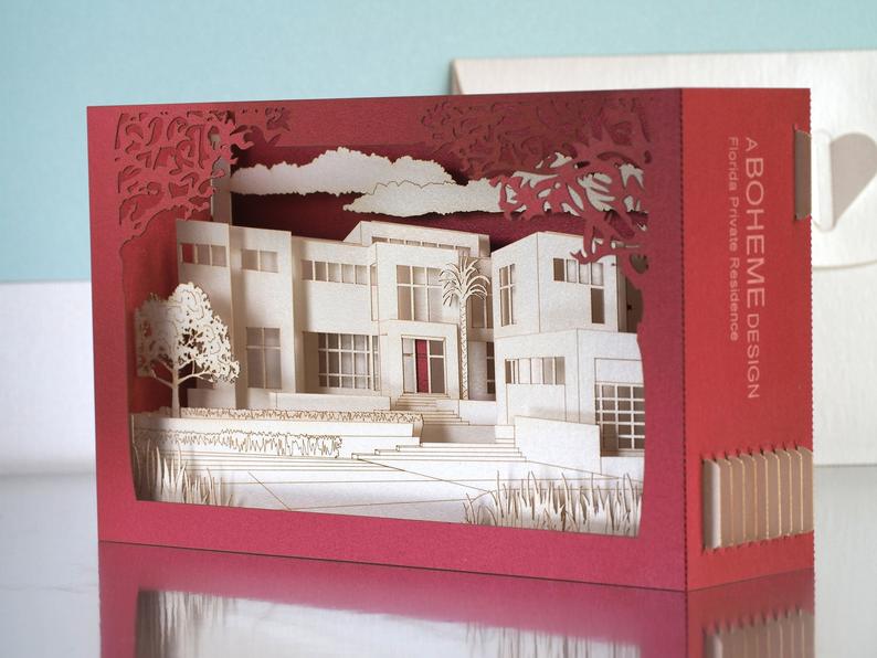Gå i stykker Aubergine dobbeltlag Promo Cards: Brand Paper Model | 3D Pop-up Card Architecture – ColibriGift