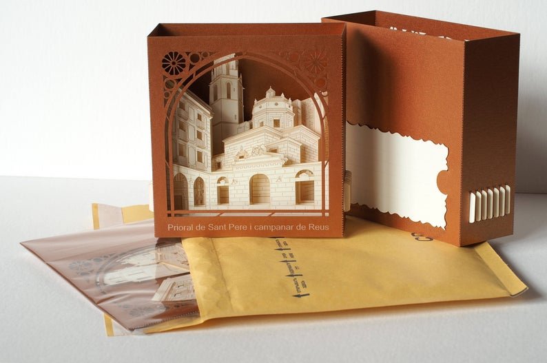 Spain, Monastery of Sant Pere Reus, La Prioral de Sant Pere de Reus pop-up card - ColibriGift