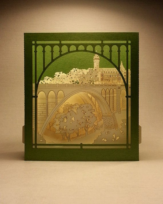 The Adolphe Bridge, Luxembourg city, Luxembourg pop-up card - ColibriGift