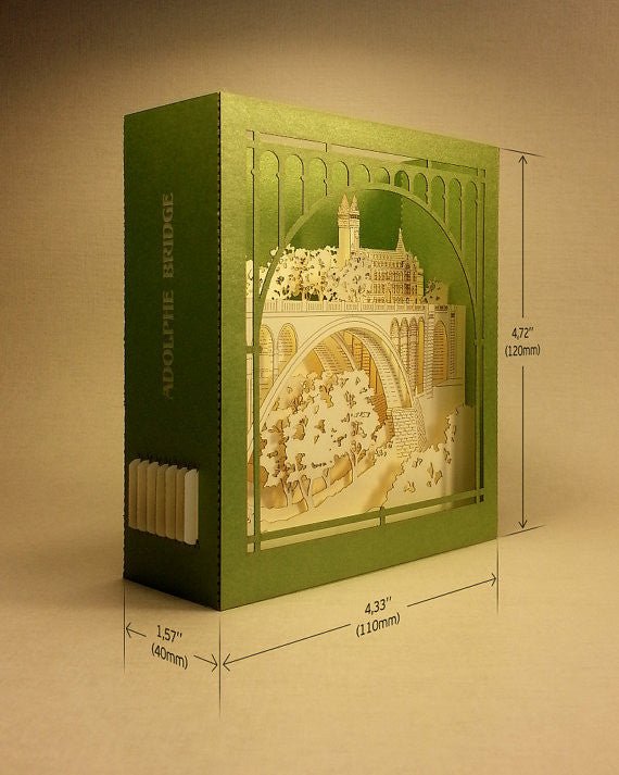The Adolphe Bridge, Luxembourg city, Luxembourg pop-up card - ColibriGift