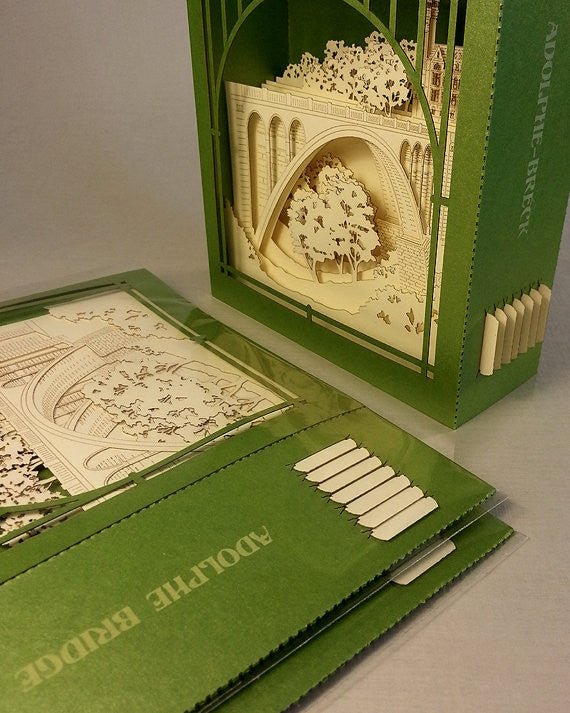 The Adolphe Bridge, Luxembourg city, Luxembourg pop-up card - ColibriGift