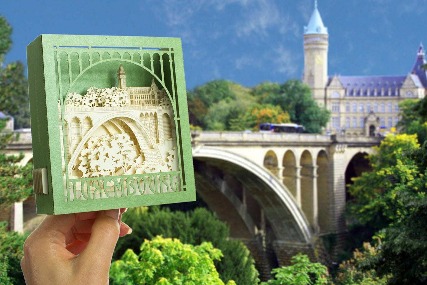 The Adolphe Bridge, Luxembourg city, Luxembourg pop-up card - ColibriGift