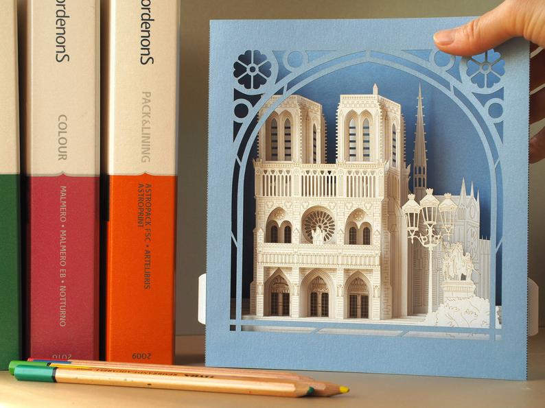 The Cathedral Notre Dame de Paris, Paris, France Big pop-up card - ColibriGift
