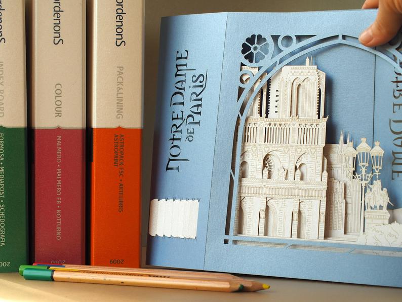 The Cathedral Notre Dame de Paris, Paris, France Big pop-up card - ColibriGift