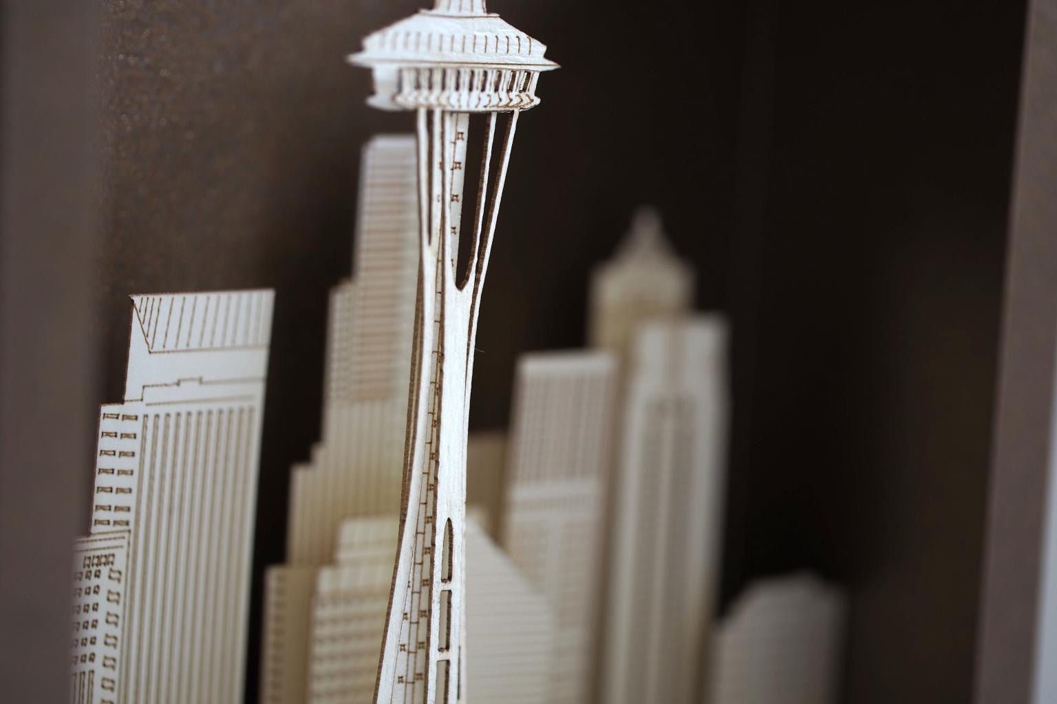 The Seattle Skyline, Washington, USA pop-up card - ColibriGift