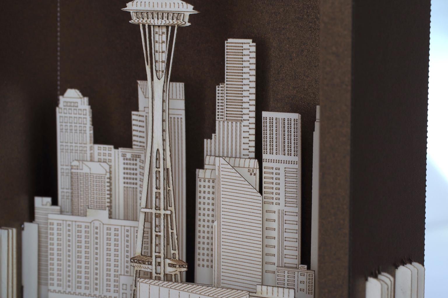 The Seattle Skyline, Washington, USA pop-up card - ColibriGift