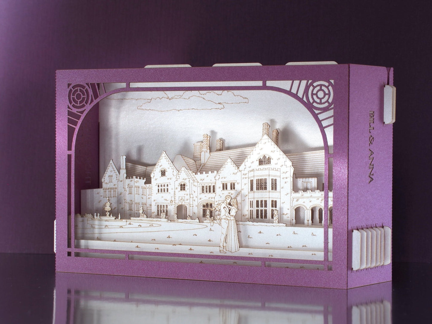 Thornewood Castle wedding RSVP card. Marriage invitations. Party venue pop up miniature. Pop up cards. USA - ColibriGift