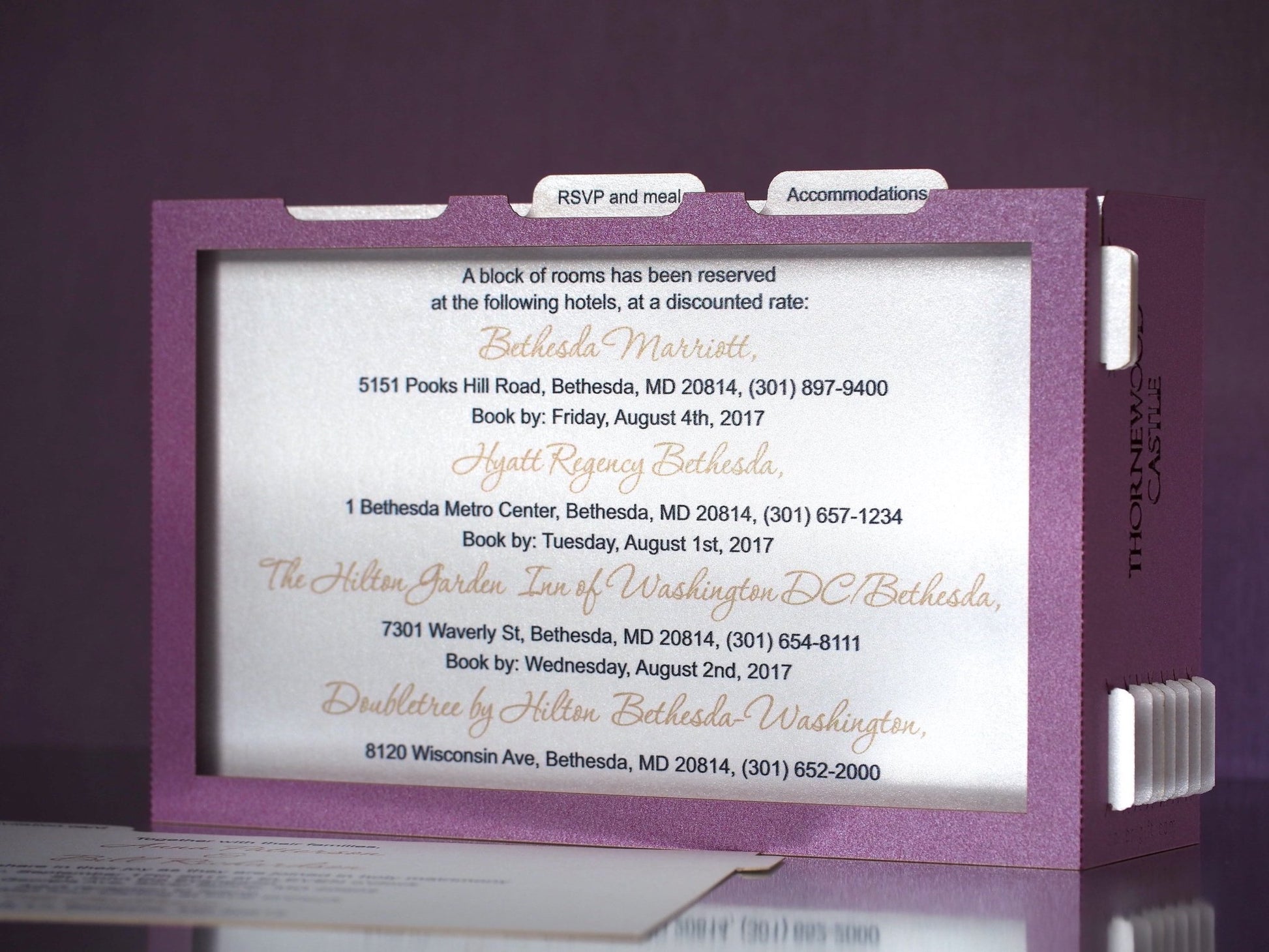 Thornewood Castle wedding RSVP card. Marriage invitations. Party venue pop up miniature. Pop up cards. USA - ColibriGift