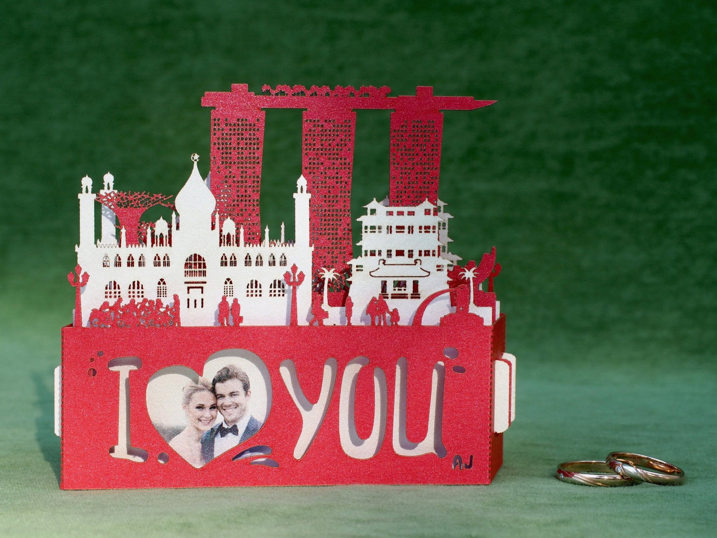 Wedding Gift I love you Card Singapore Landmarks pop-up card - ColibriGift