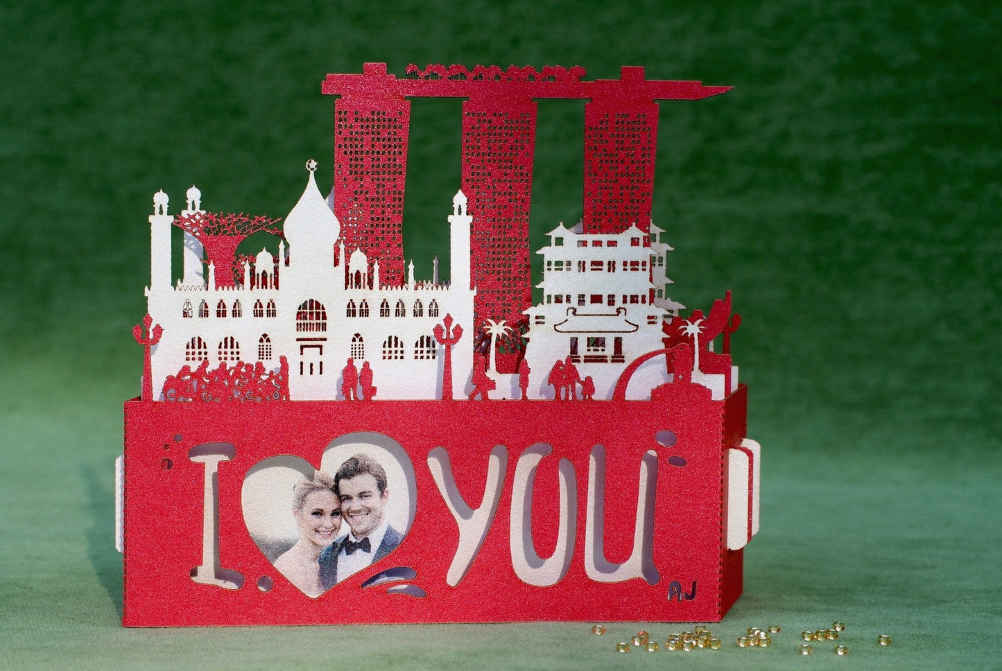 Wedding Gift I love you Card Singapore Landmarks pop-up card - ColibriGift