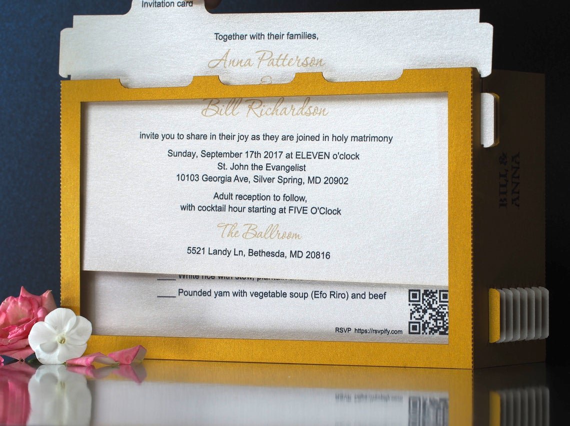 Wedding invitation Lincolnshire England Harlaxton Manor pop-up card - ColibriGift