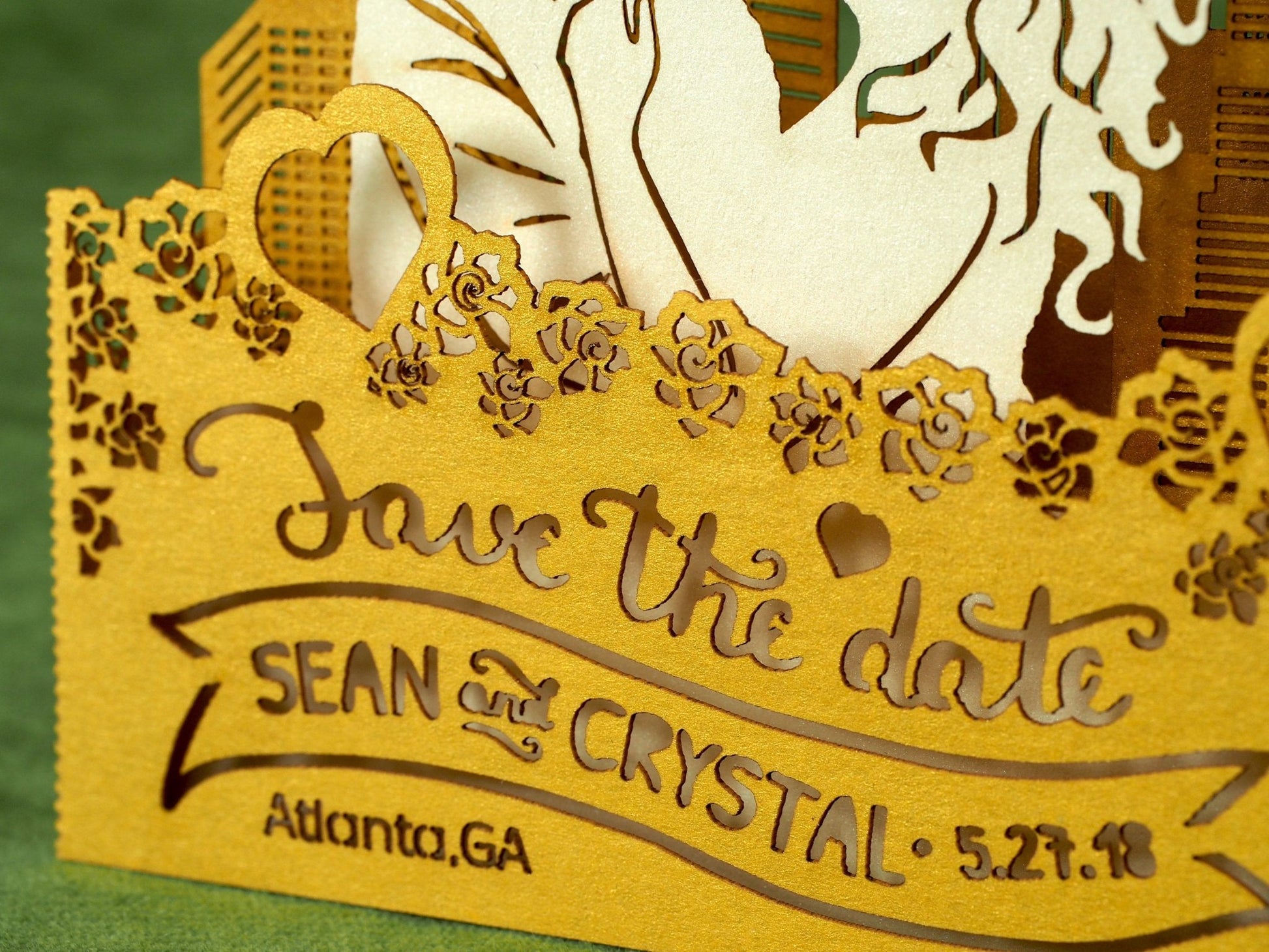 Wedding Save the Date pop-up card Atlanta USA Georgia State - ColibriGift