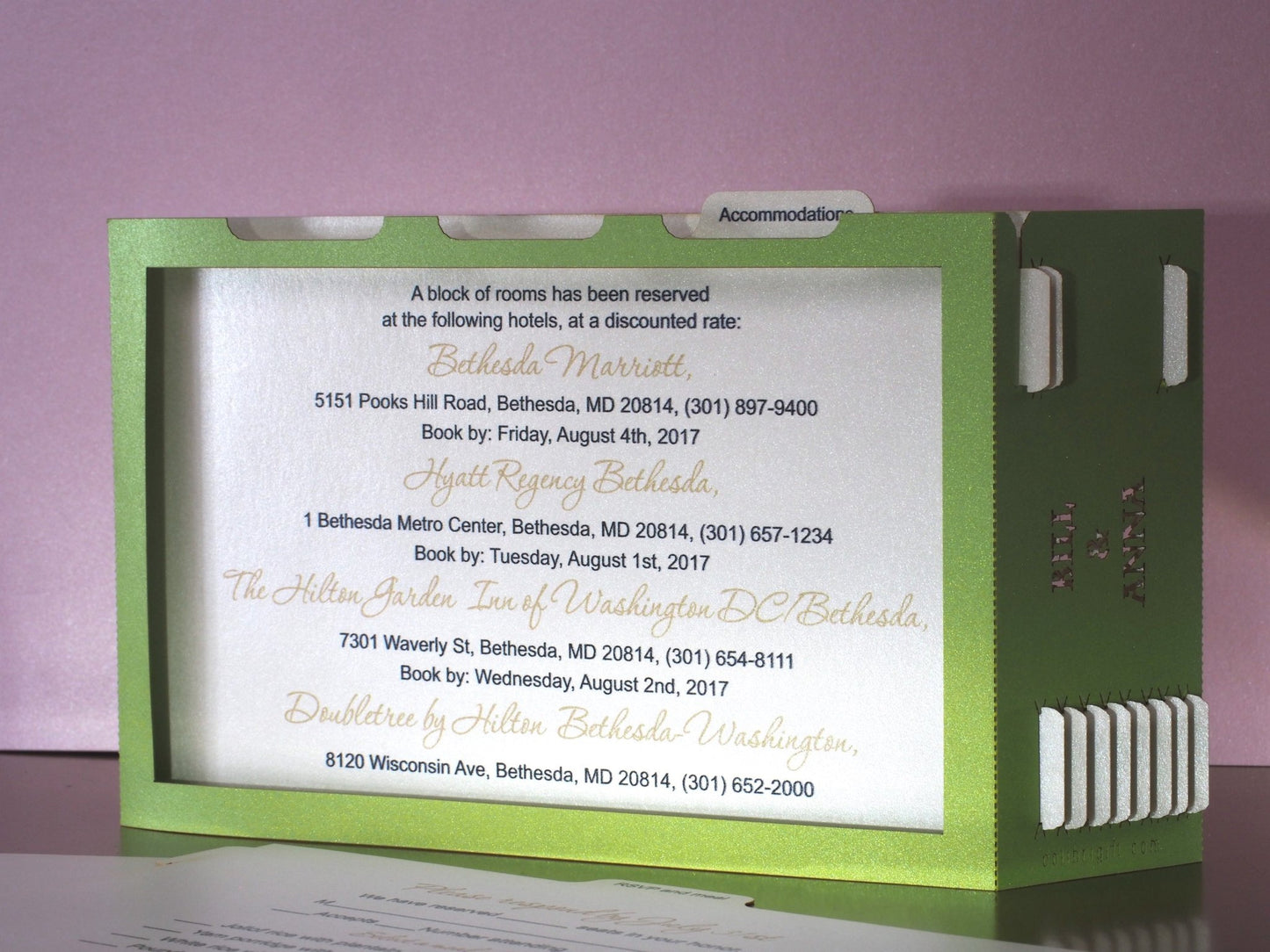 Wedding Wedding pop up wedding invitation. Lyndhurst on Hudson River in Tarrytown, New York, Lyndhurs. Laser cut pop up
