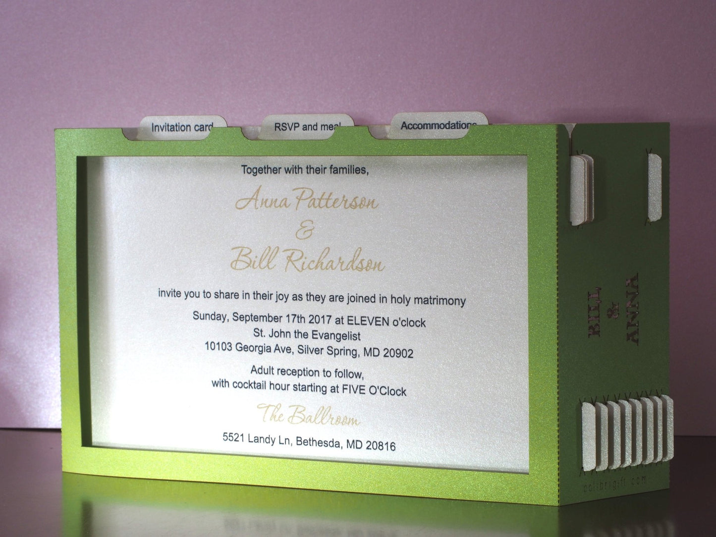 Wedding Wedding pop up wedding invitation. Lyndhurst on Hudson River in Tarrytown, New York, Lyndhurs. Laser cut pop up paper