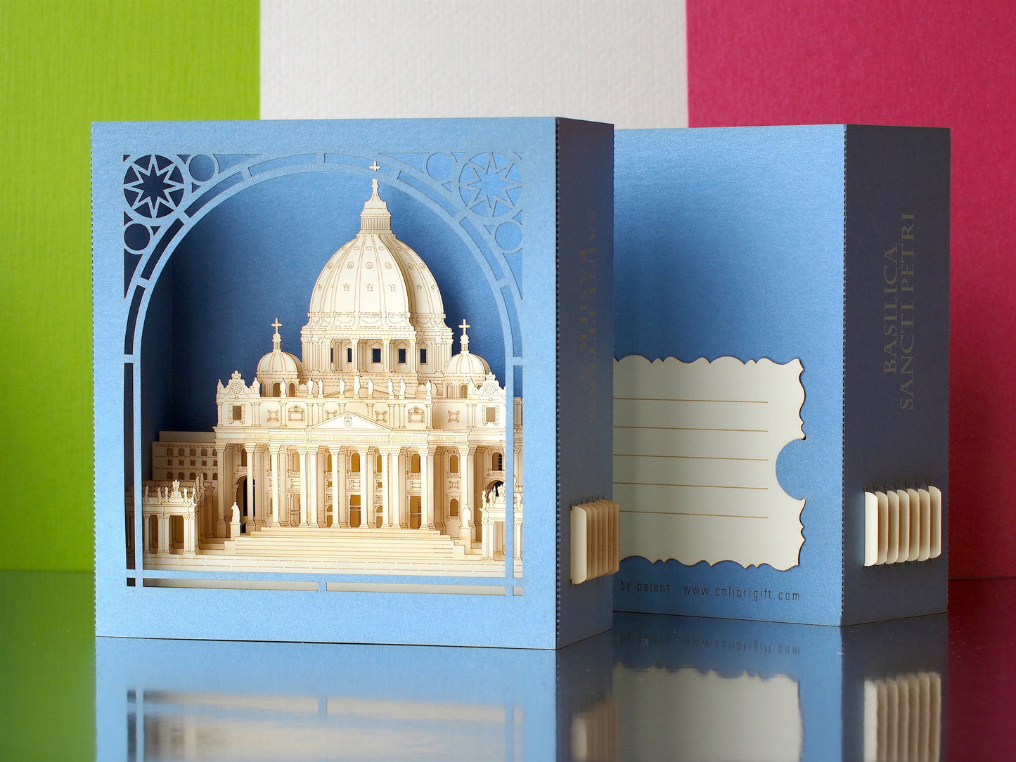 Saint Peter's Basilica Rome, Italy. Church Roma. Paper box pop up card folds flat with an architectural design