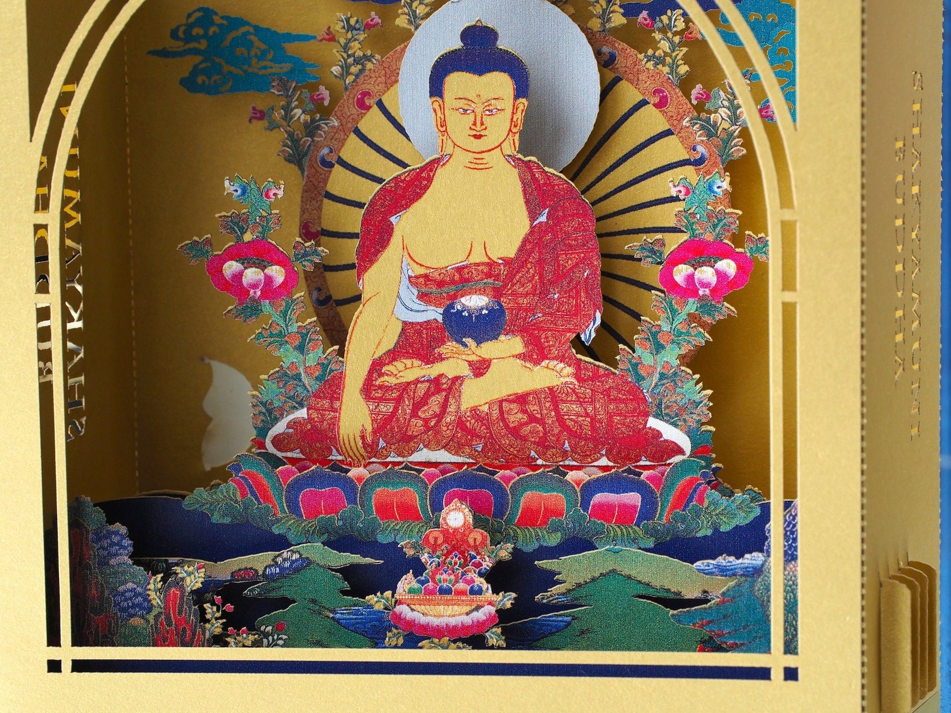 Buddha Shakyamuni pop up paper laser cut card box