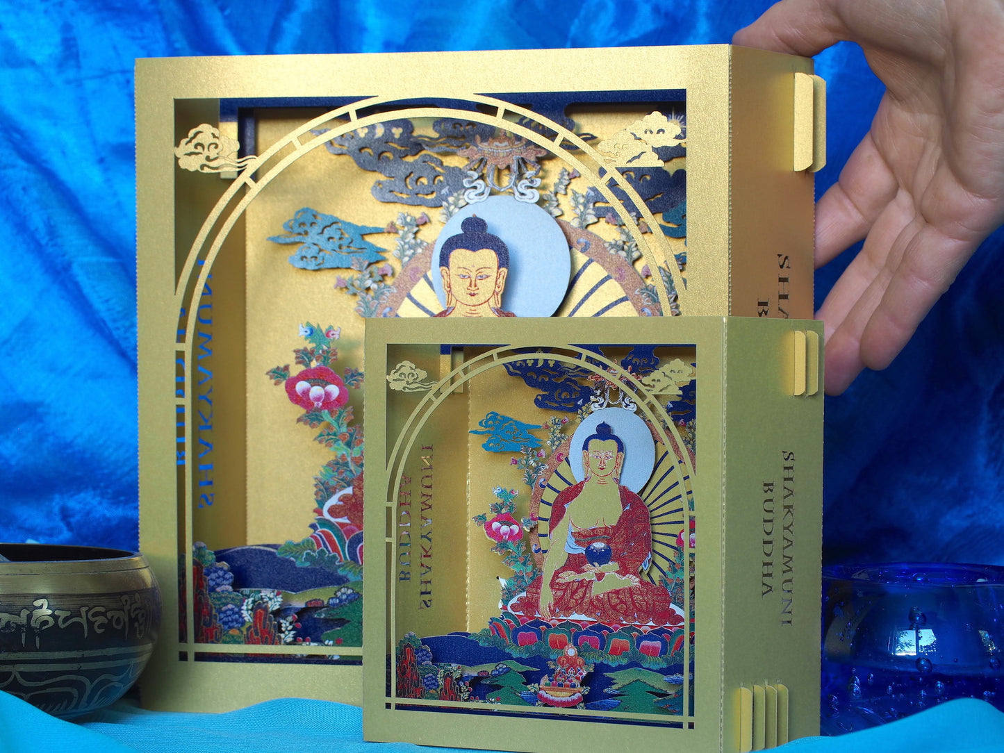 Buddha Shakyamuni pop up paper laser cut card box