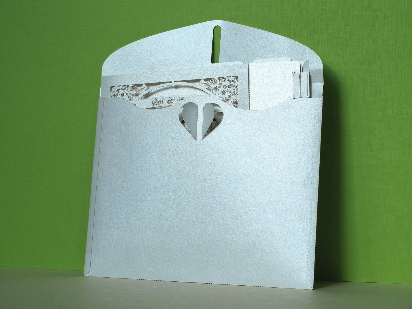 Wedding invitation folded in enevlope Château du Rivau 