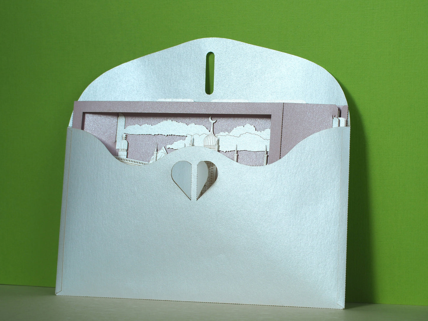 Nimb Hotel Copenhagen Denmark wedding pop up 3d invitation. Paper box folded card