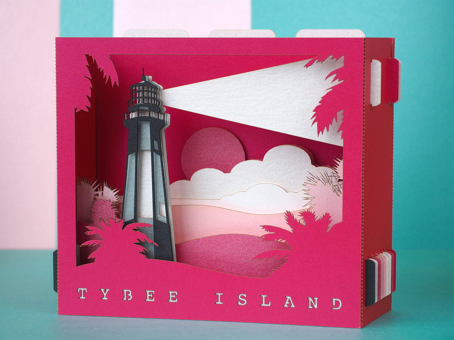 Tybee Island  custom design pop up laser cut card in the box
