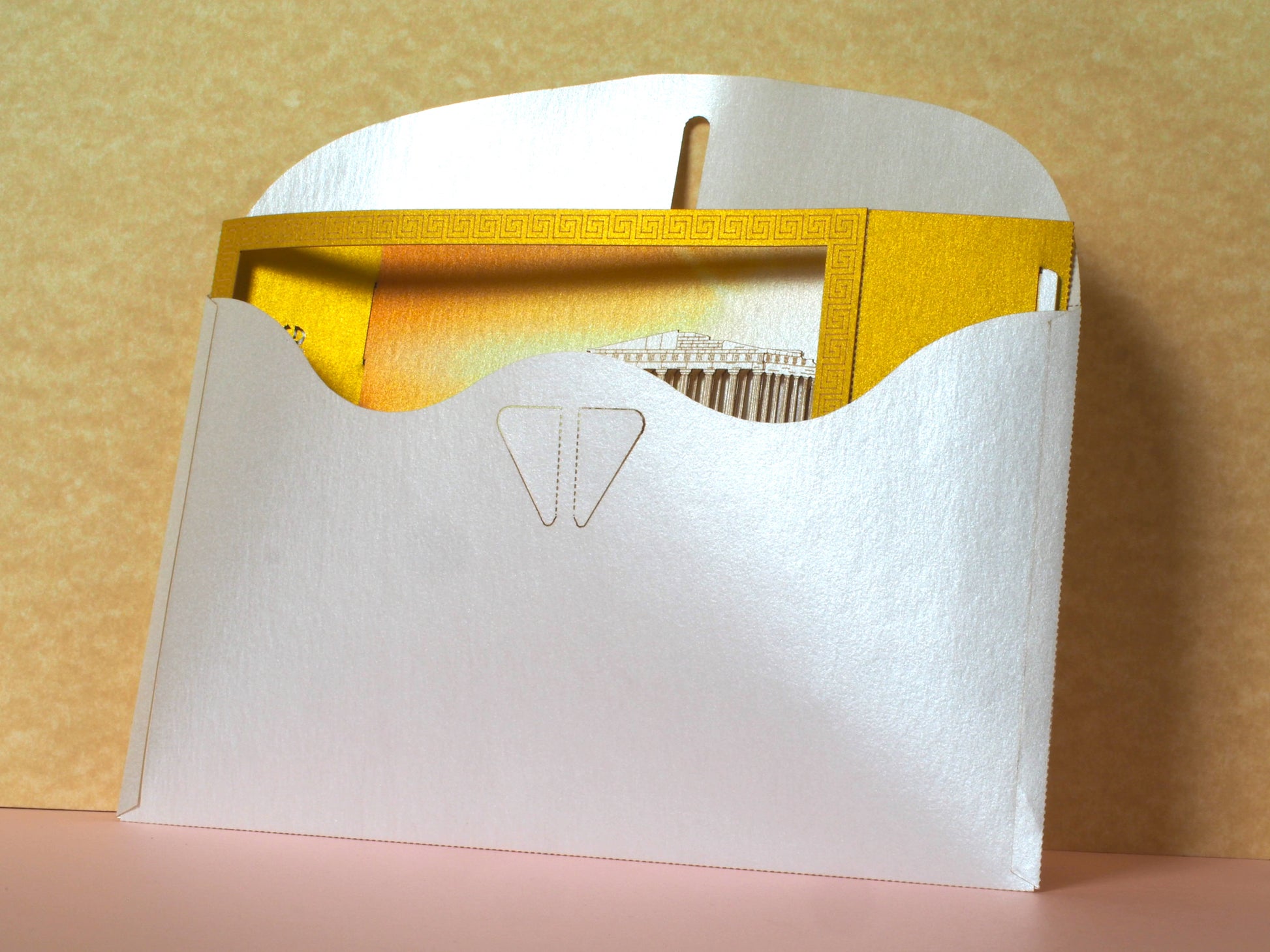 Greece pop up card folded in envelop