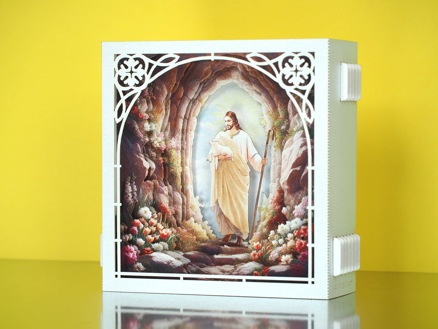 Easter Jesus with Lambs paper 3d pop up box model miniature altar