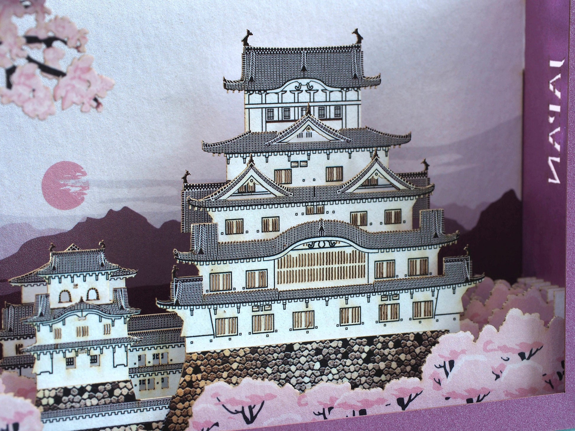 Japan Himeji Castle. Paper pop up card. 