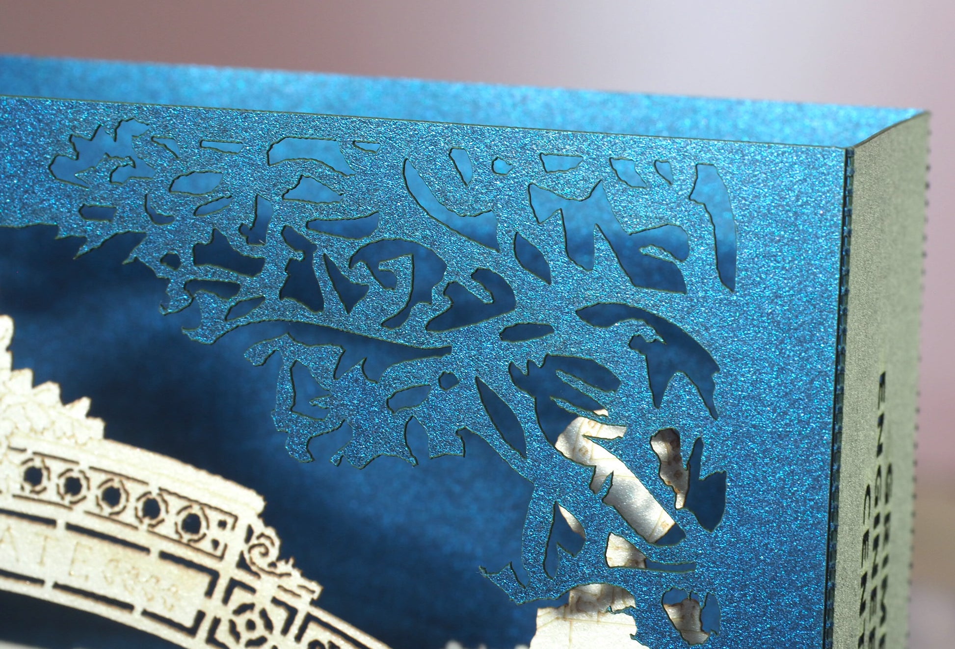 Pop up paper box card with Berkeley Center of Engineering miniature model design