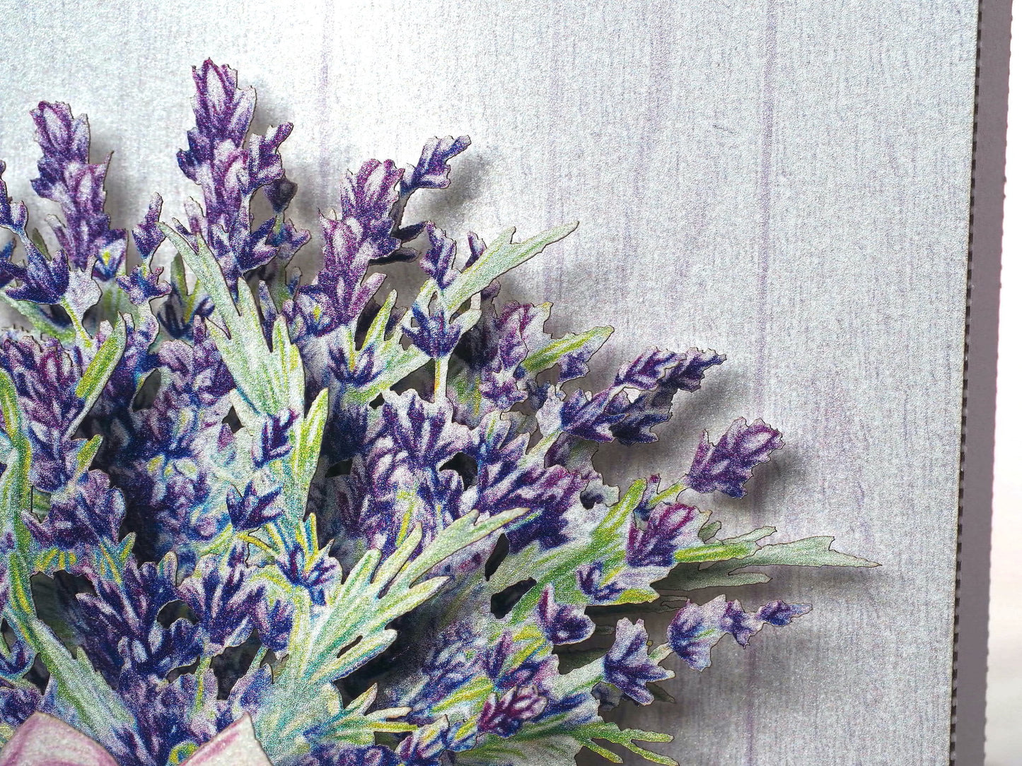 Lavender bouquet pop up card. Birthday, I love you card. Miss you. Mother's Day greeting. Paper 3d miniature flowers. Provence Gift For her