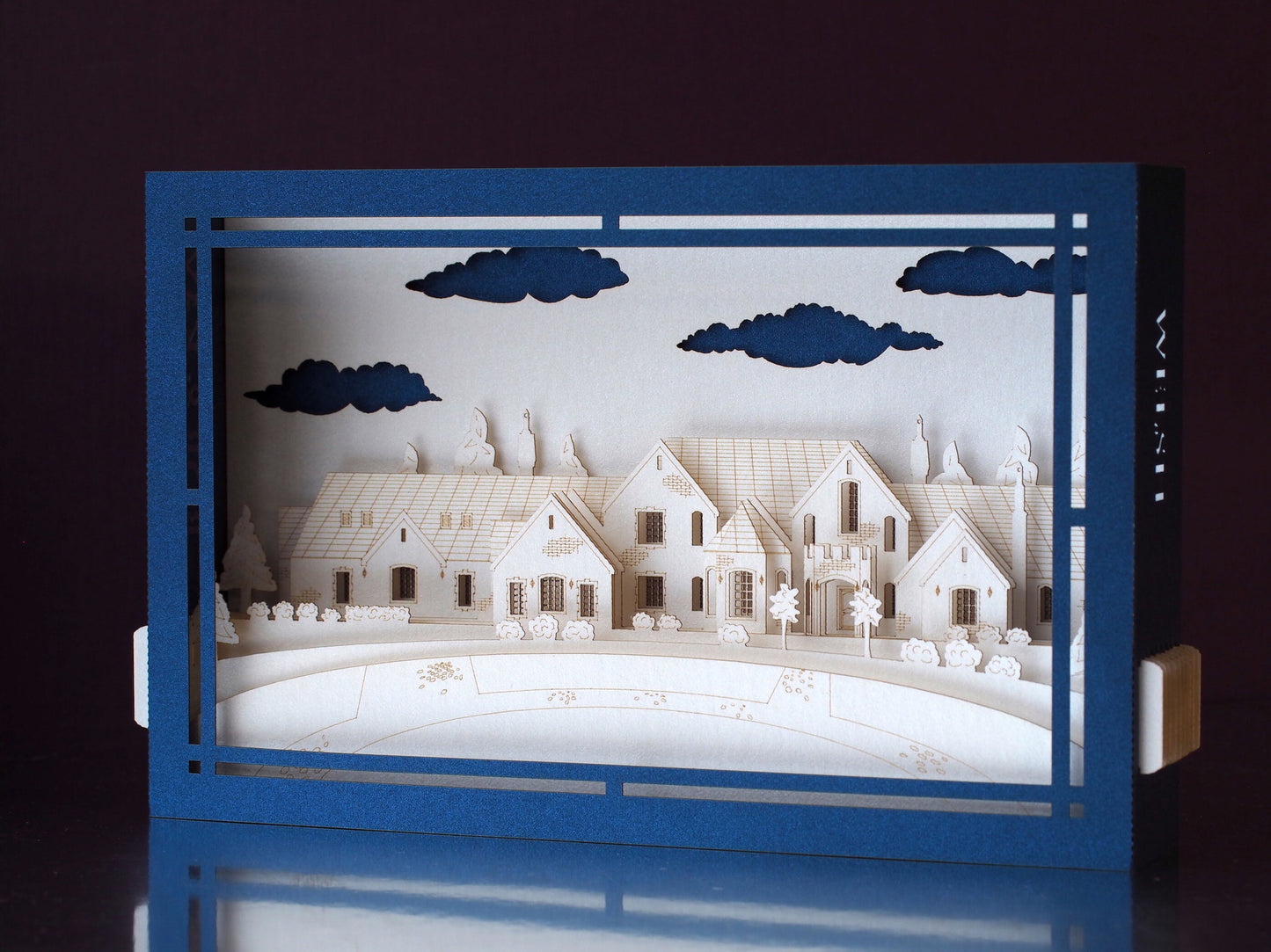 3D pop up mansion house model greeting card with detailed property architecture, unique realtor closing gift and keepsake card for real estate clients.