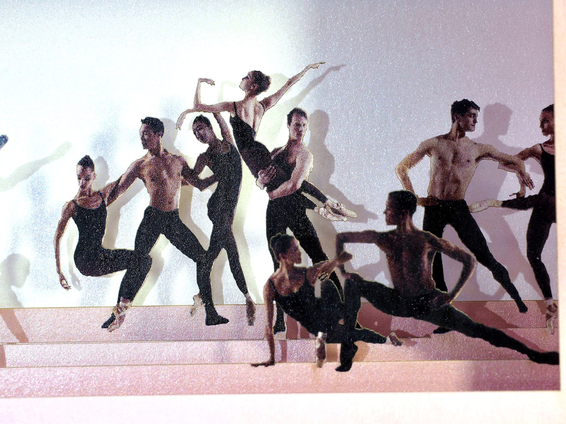 Ballet paper pop up miniature. Promo card with Logo. Custom design laser cut 3d cards in box paper
