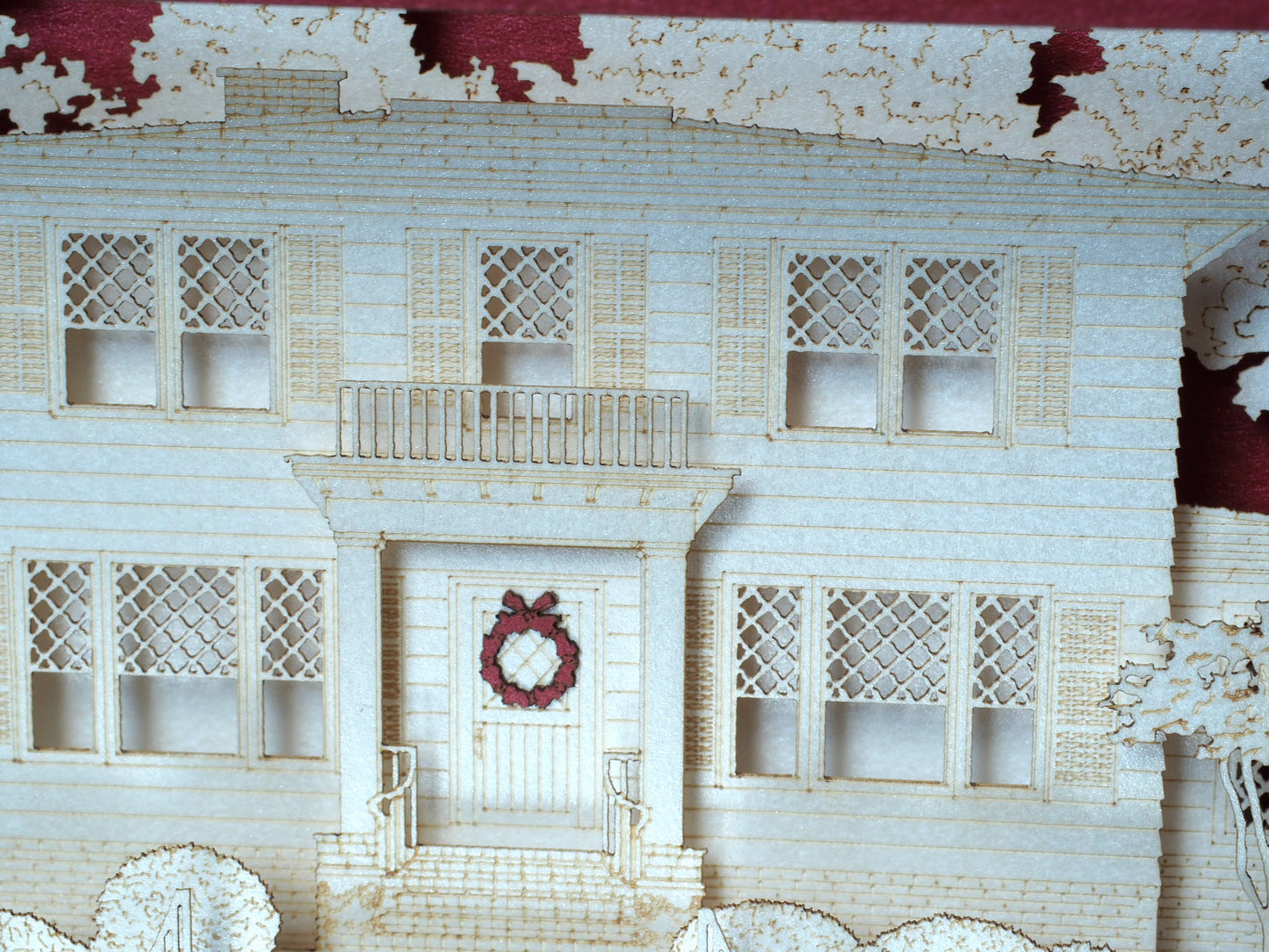 Custom 3D pop up house card with detailed building design, unique architecture greeting card gift for realtors, architects and housewarming celebrations.