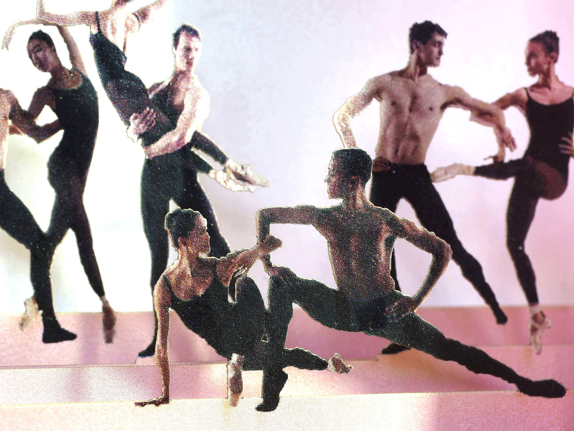 Ballet paper pop up miniature. Promo card with Logo. Custom design laser cut 3d cards in box paper