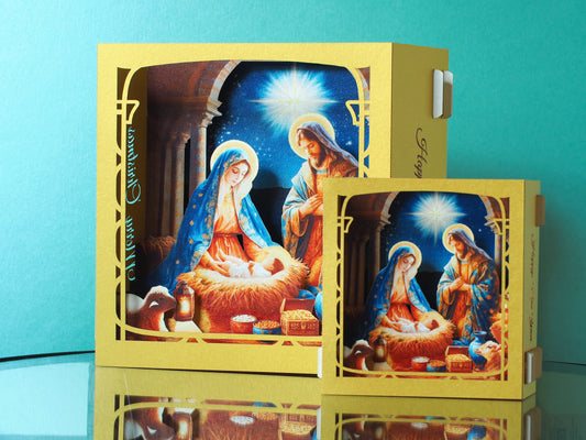 Pop-up Christmas Nativity Scene Crib card – Baby Jesus Birth, Mother Mary, Joseph, Holy star
