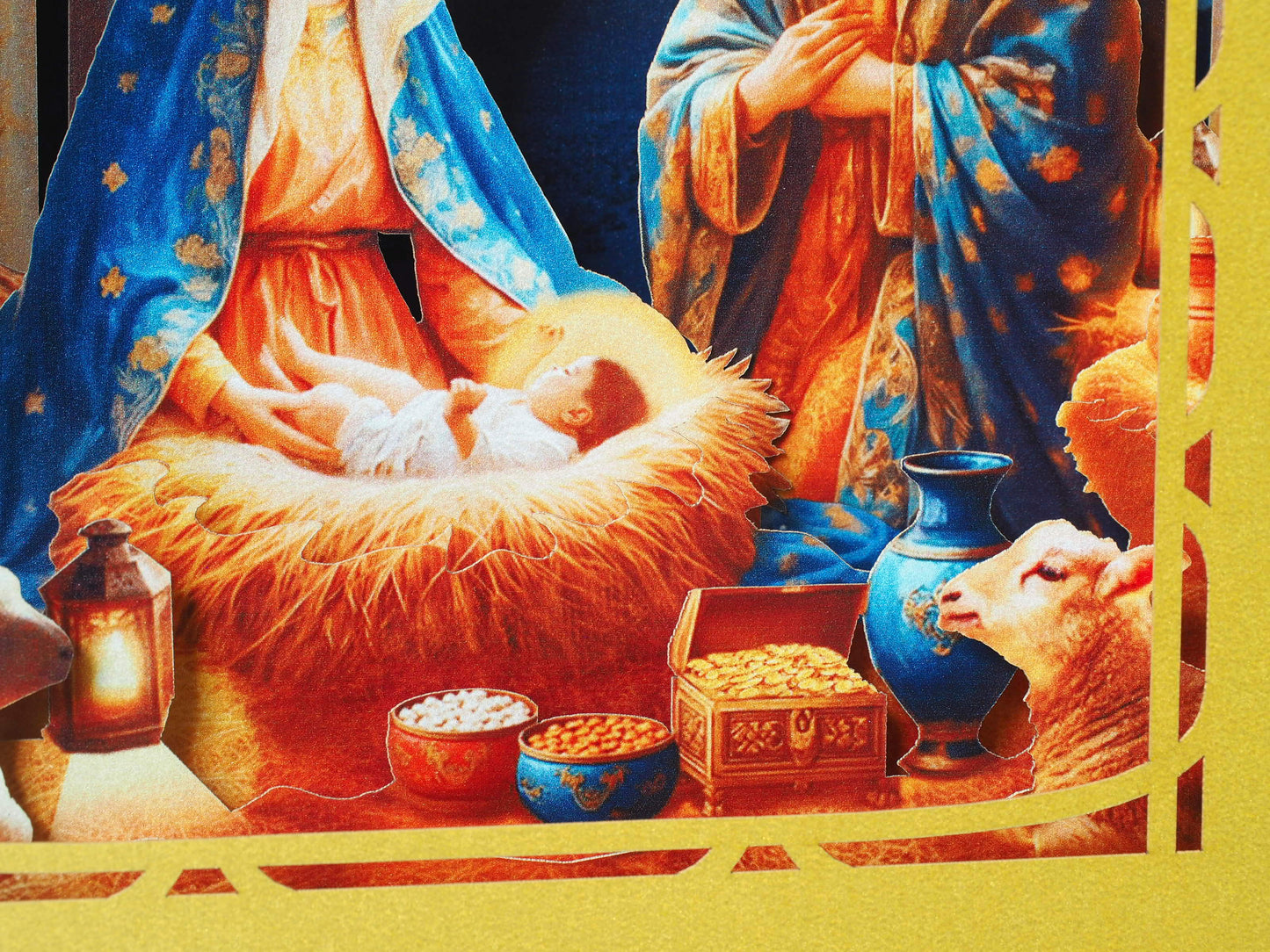 Pop-up Christmas Nativity Scene Crib card – Baby Jesus Birth, Mother Mary, Joseph, Holy star