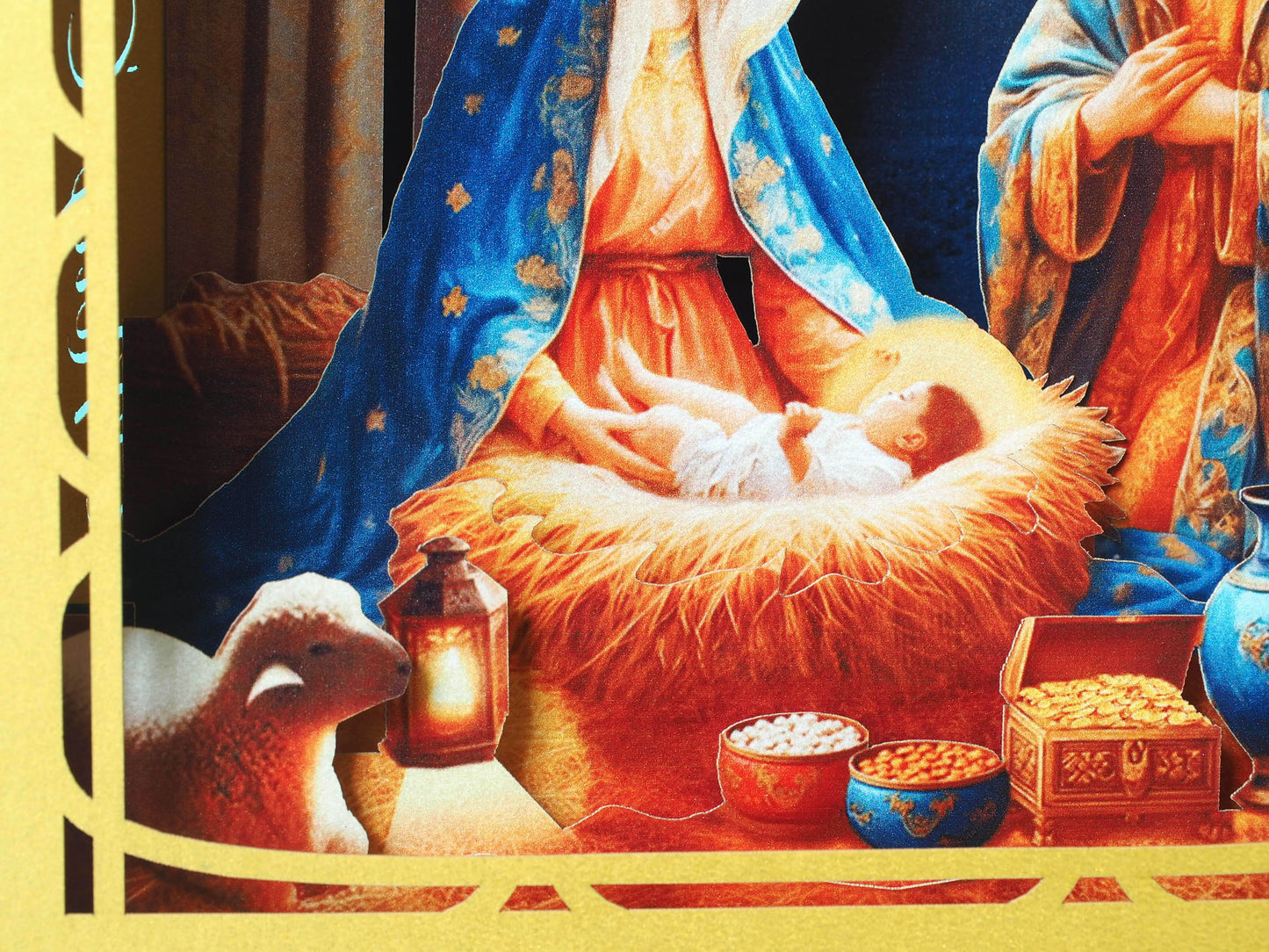 Pop-up Christmas Nativity Scene Crib card – Baby Jesus Birth, Mother Mary, Joseph, Holy star