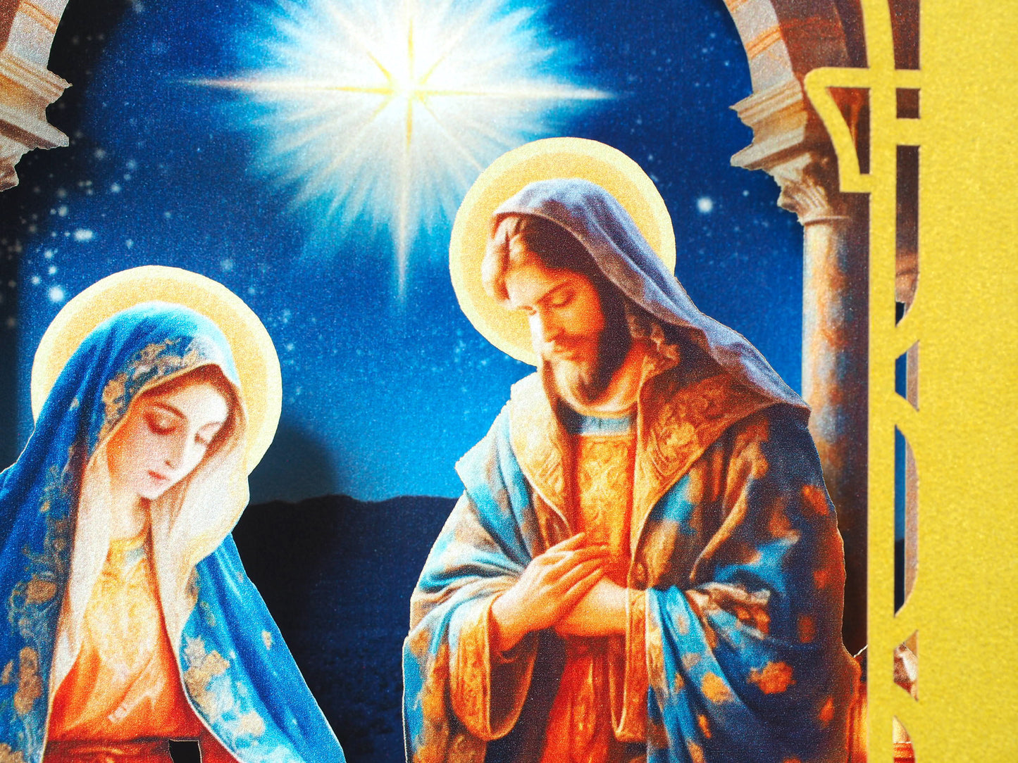 Pop-up Christmas Nativity Scene Crib card – Baby Jesus Birth, Mother Mary, Joseph, Holy star
