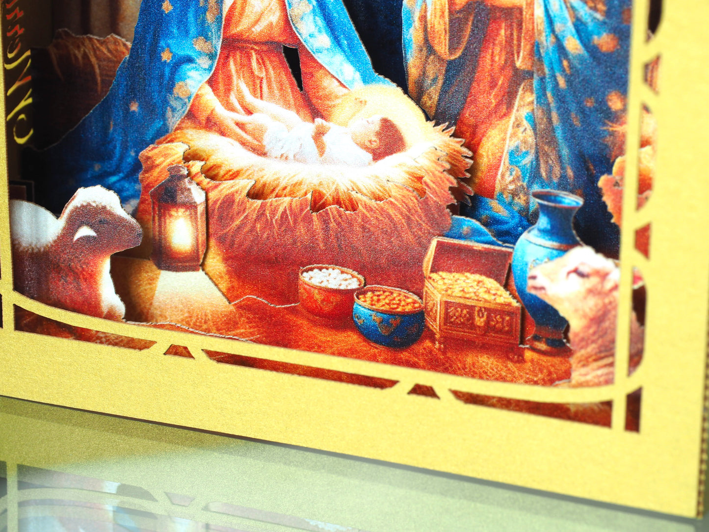 Pop-up Christmas Nativity Scene Crib card – Baby Jesus Birth, Mother Mary, Joseph, Holy star