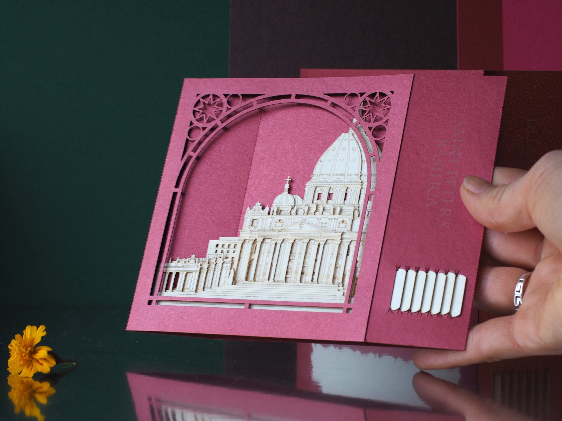 Saint Peter's Basilica Rome, Italy. Church Roma. Paper box pop up card folds flat with an architectural design