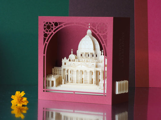 Saint Peter's Basilica Rome, Italy. Church Roma. Paper box pop up card folds flat with architecture design
