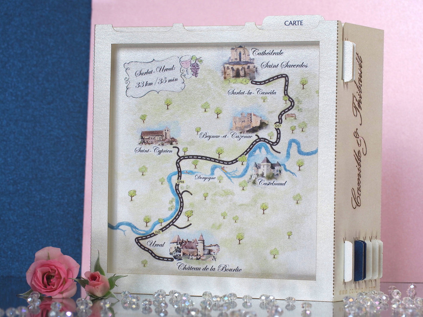 3d box wedding invitation with printed map 