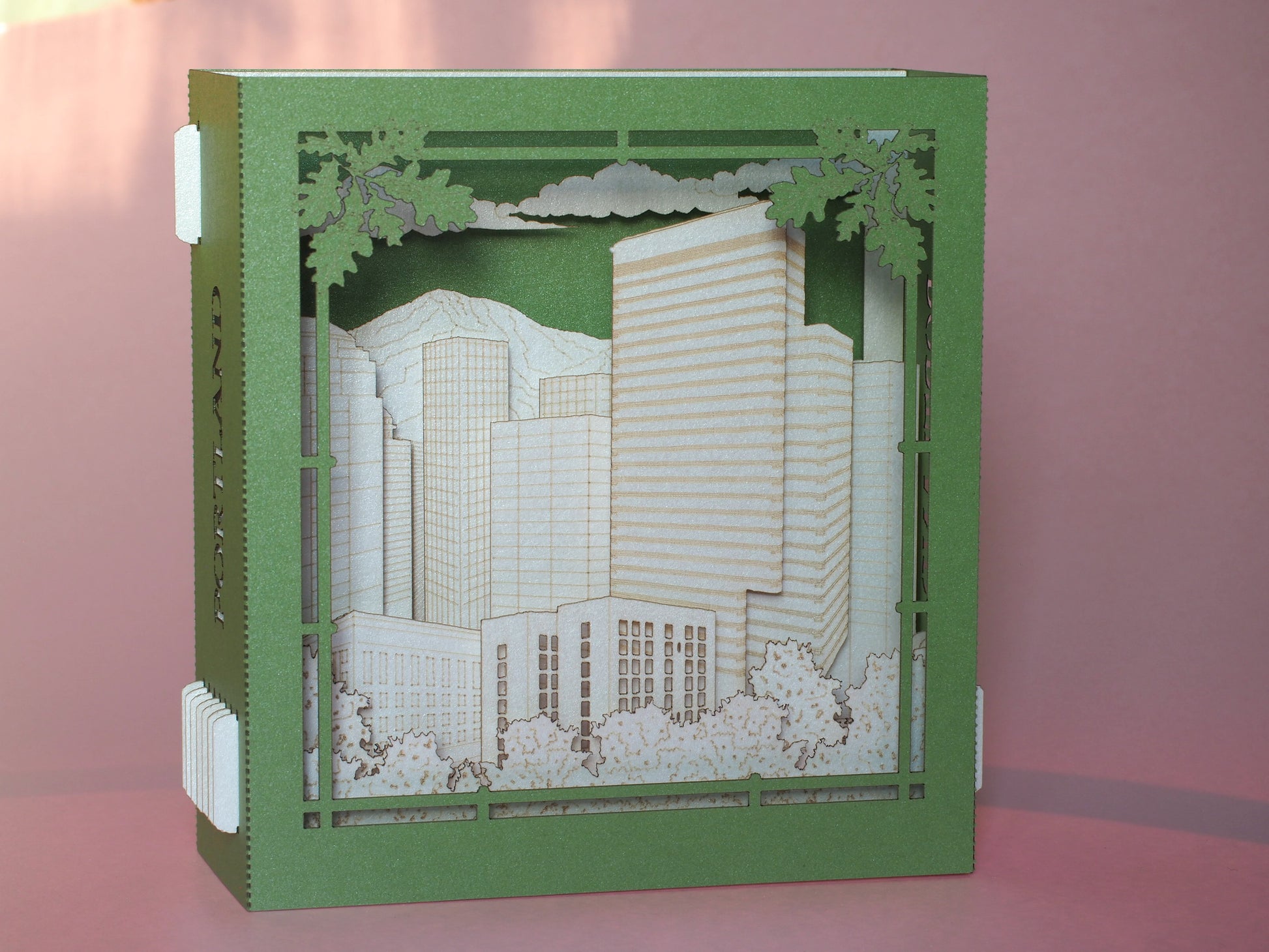 Portland city desig in pop up greeting card paper 3d model