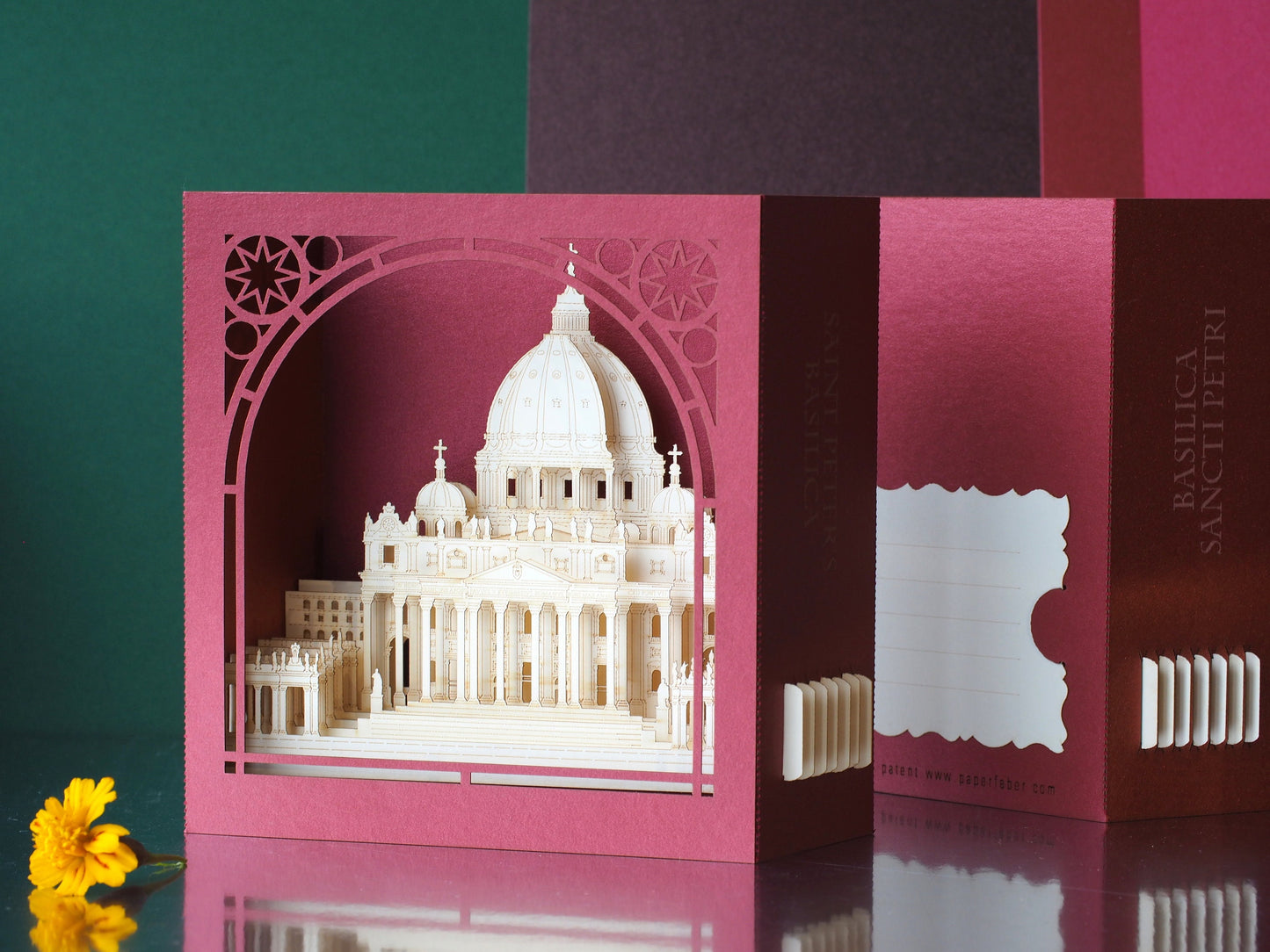 Saint Peter's Basilica Rome, Italy. Church Roma. Paper box pop up card folds flat with architecture design