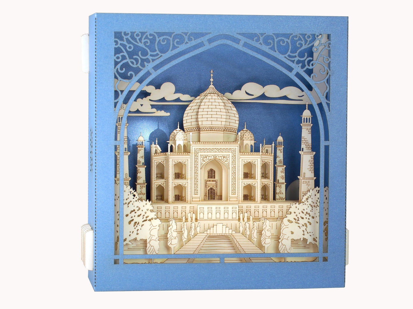 Taj Mahal India Agra Crown of the Palace mausoleum. Indian Landmarks. World Architecture Paper miniature. Love you Thank you Thinking of you