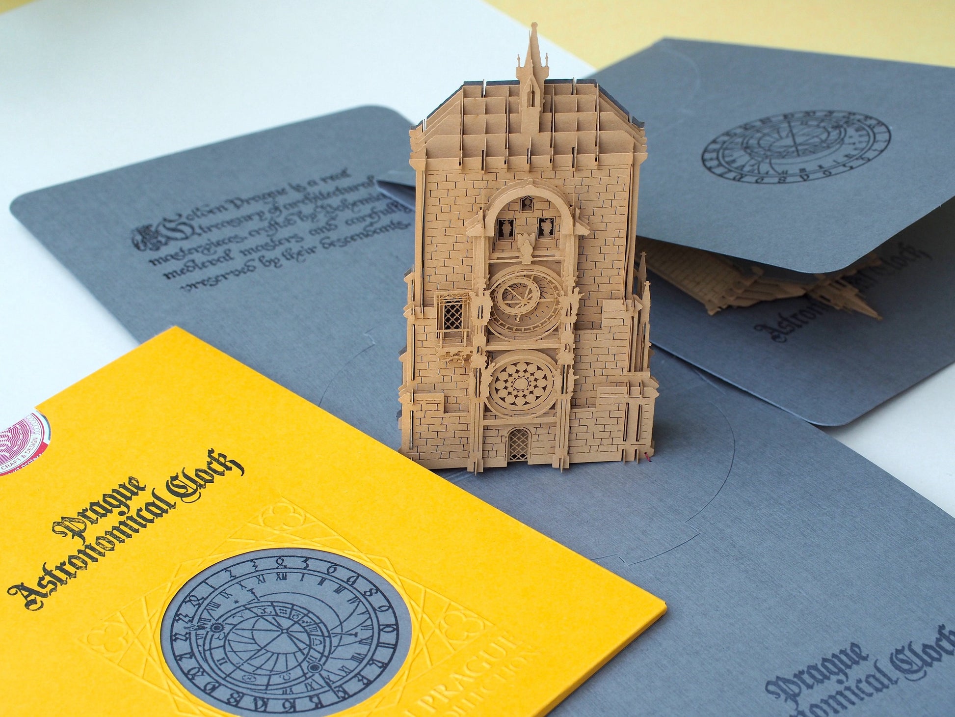 3d pop up paper model. The Prague Astronomical clock Orloj miniature craft. The Old Town Chezh kirigami artwokrs. Art object modeling