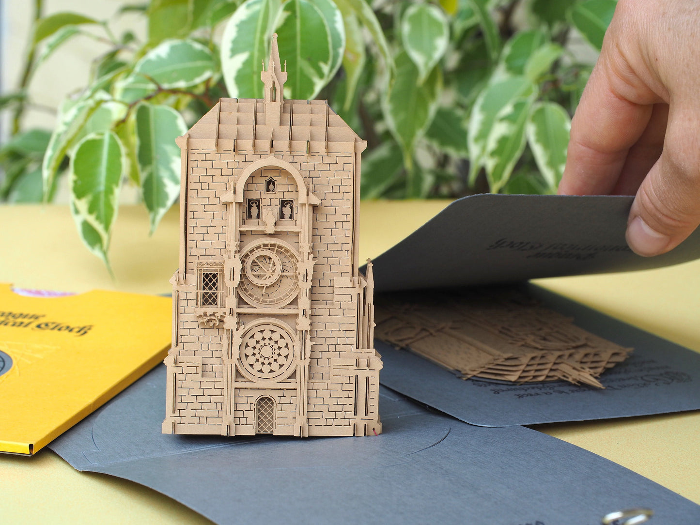 3d pop up paper model. The Prague Astronomical clock Orloj miniature craft. The Old Town Chezh kirigami artwokrs. Art object modeling